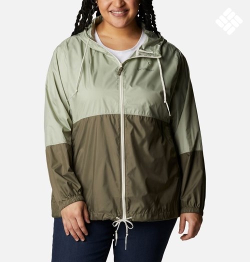 Columbia Flash Forward Windbreaker Jakke Dame Olivengrønne | Plus Size 15380N